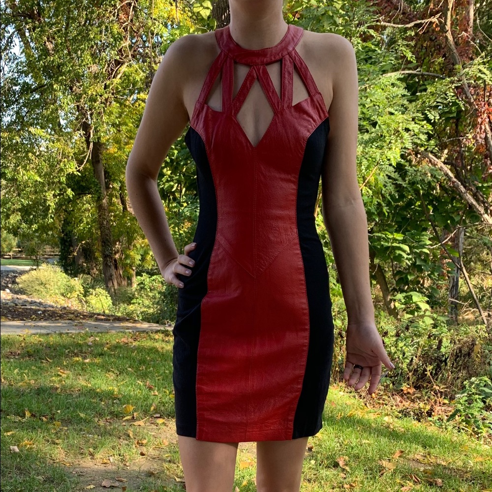 Vintage Leather Bodycon dress